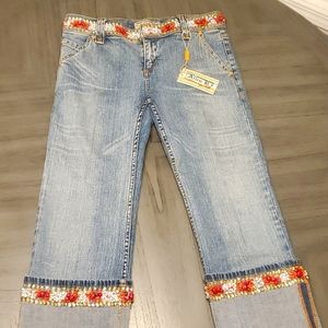 Allen B. By Allen Schwartz Blue Embellished Flare Jeans